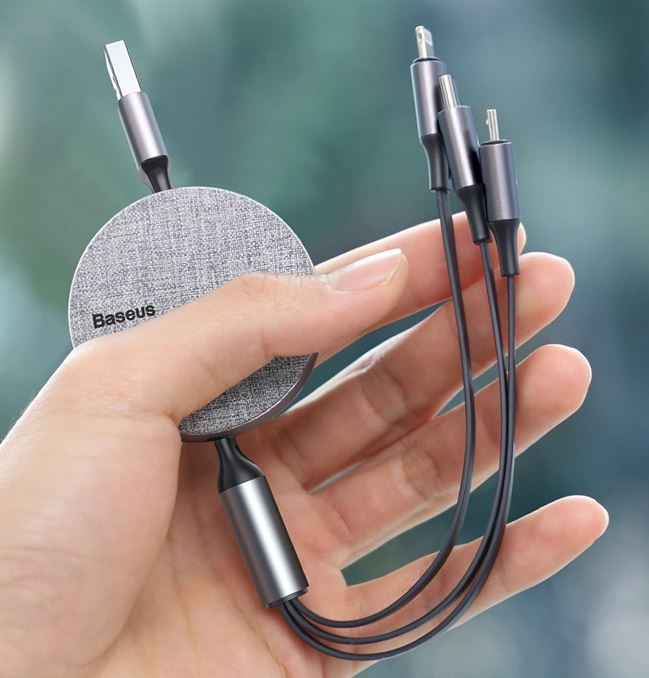 Baseus 3in1 Retraceable charging cable 3.5A (Fabric)