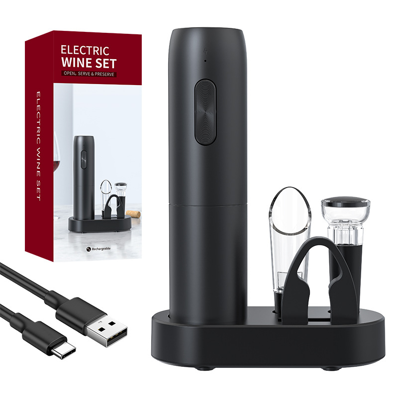 Automatic Wine Bottle Opener Kit Electric Corkscrew Gift Design A