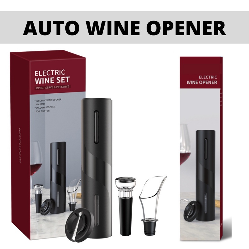 Automatic Wine Bottle Opener Kit Electric Corkscrew Gift Design B